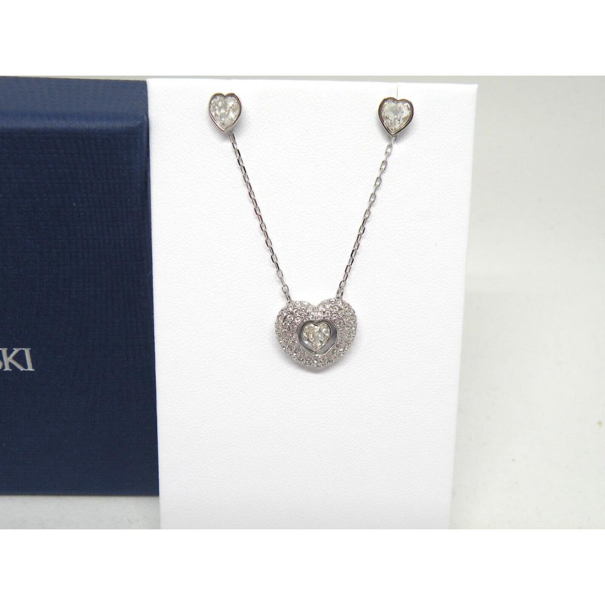 Swarovski Enjoy Crystal Heart Pendant-earring Set Rhodium