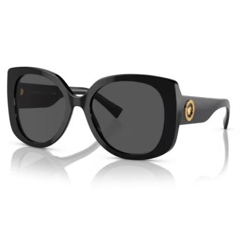 Versace VE4387 GB1/87 56mm Black Plastic Rectangle Sunglasses Grey Lens