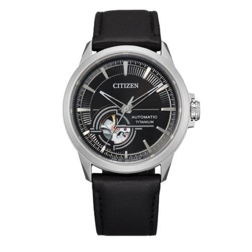 Citizen Men`s Casual Analog Black Dial Leather Band Wrist Watch NH9120-11E