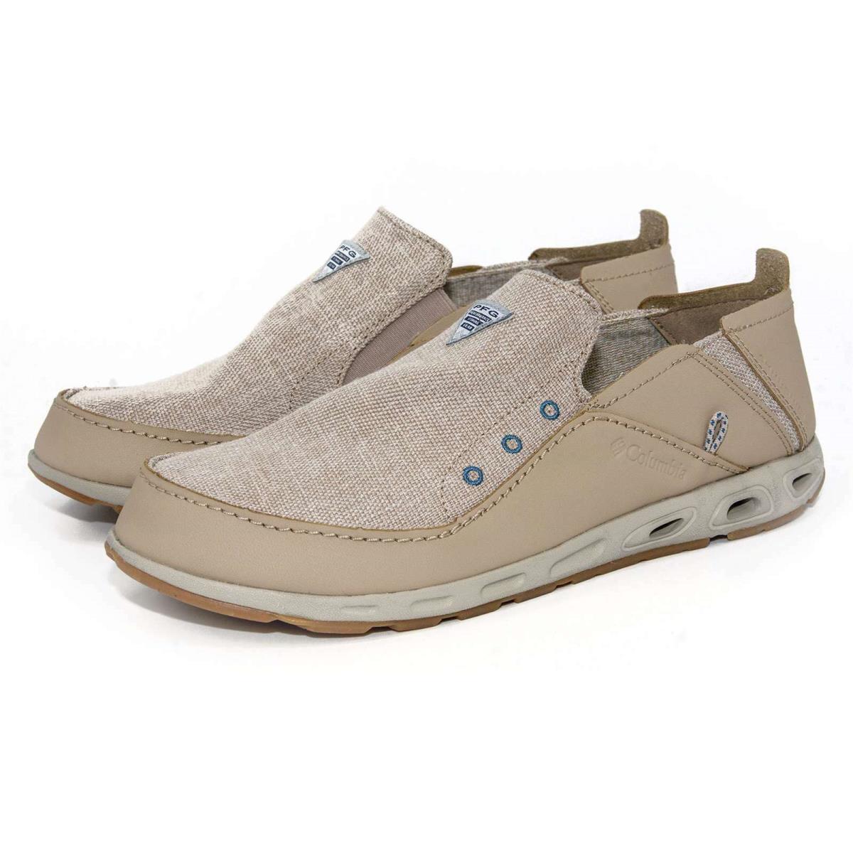 Columbia Men`s Bahama Pfg Series Water Boat Shoes Wide Width Slip On Shoes Ancient Fossil / Steel