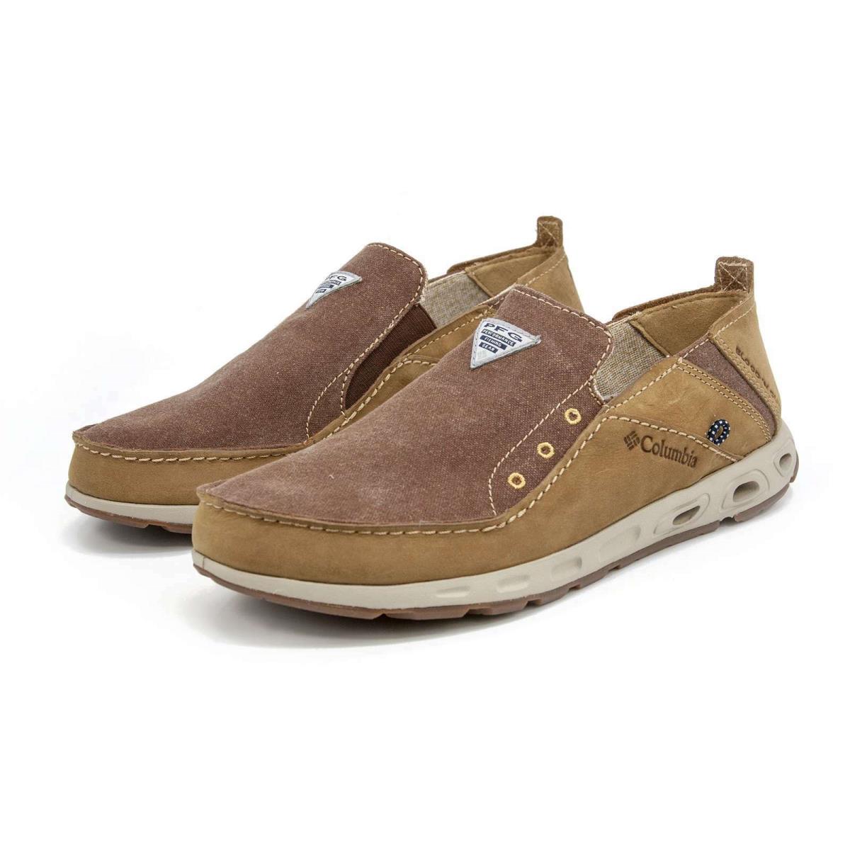 Columbia Men`s Bahama Pfg Series Water Boat Shoes Wide Width Slip On Shoes Elk / Curry