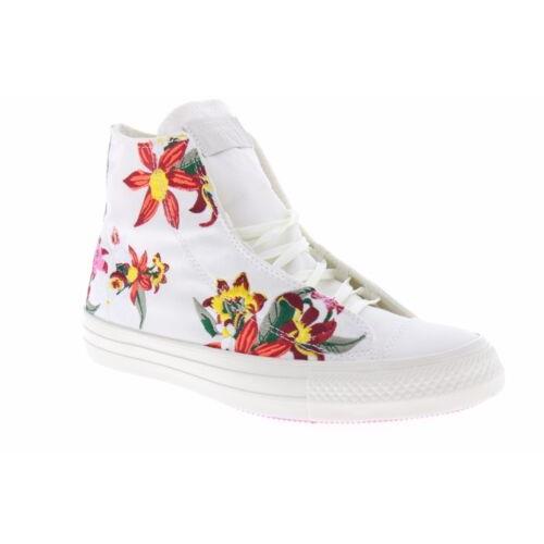 Converse Women`s Pat Bo Chuck Taylor Hi Off White Egret Floral Shoes 554867C