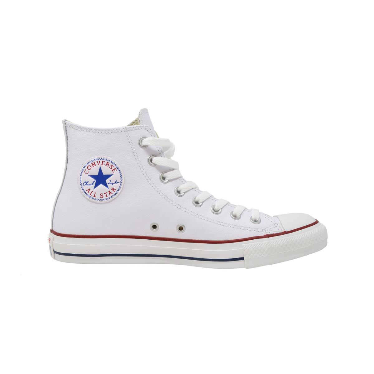 Converse All Star Chuck Taylor Hi Top White Leather Red Sneakers Men Women Shoes - White , Optical White Manufacturer