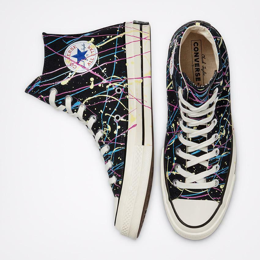 splatter converse high tops