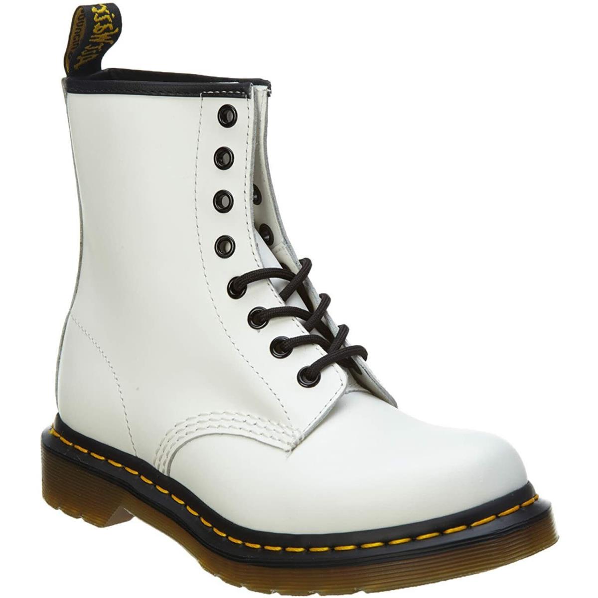 Women`s Shoes Dr. Martens 1460 8 Eye Leather Boots 11821100 White Smooth