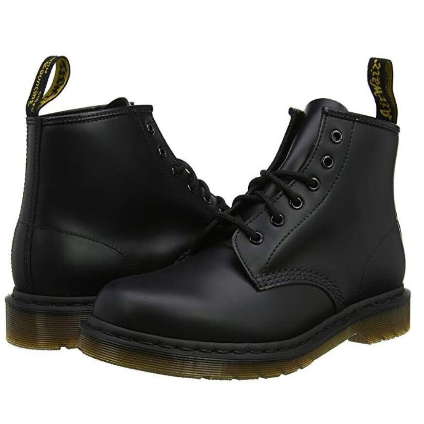 Dr. Martens Men`s 101 24255001 6-Eye Black Smooth Leather Boot Shoes