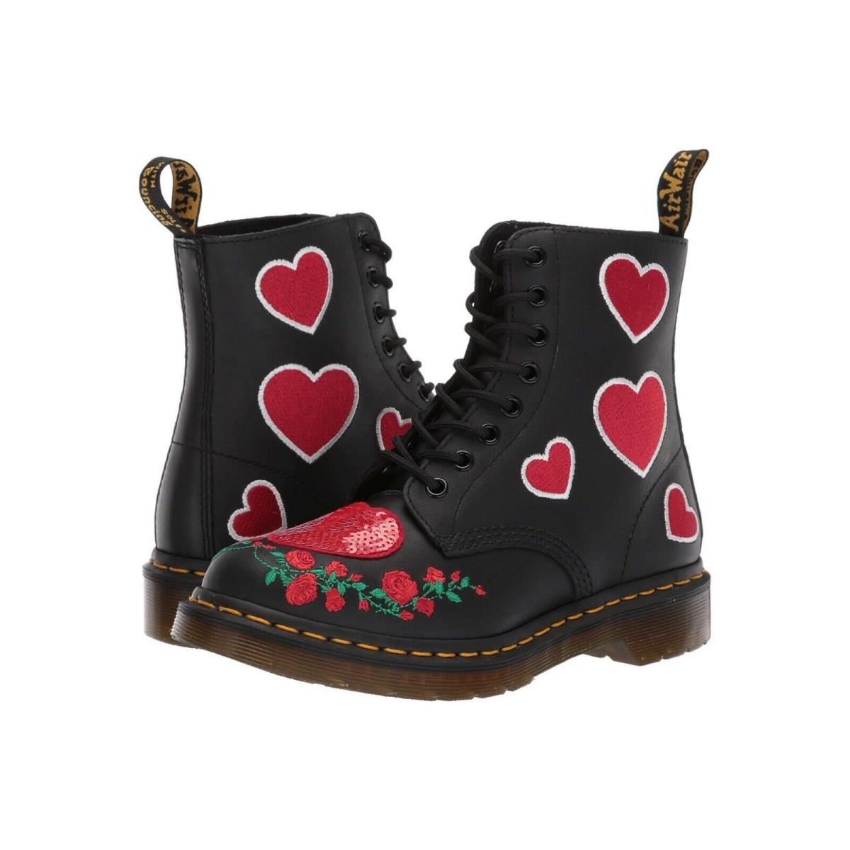 Women`s Shoes Dr. Martens 1460 Pascal Sequin Hearts Boots 24406001 Black