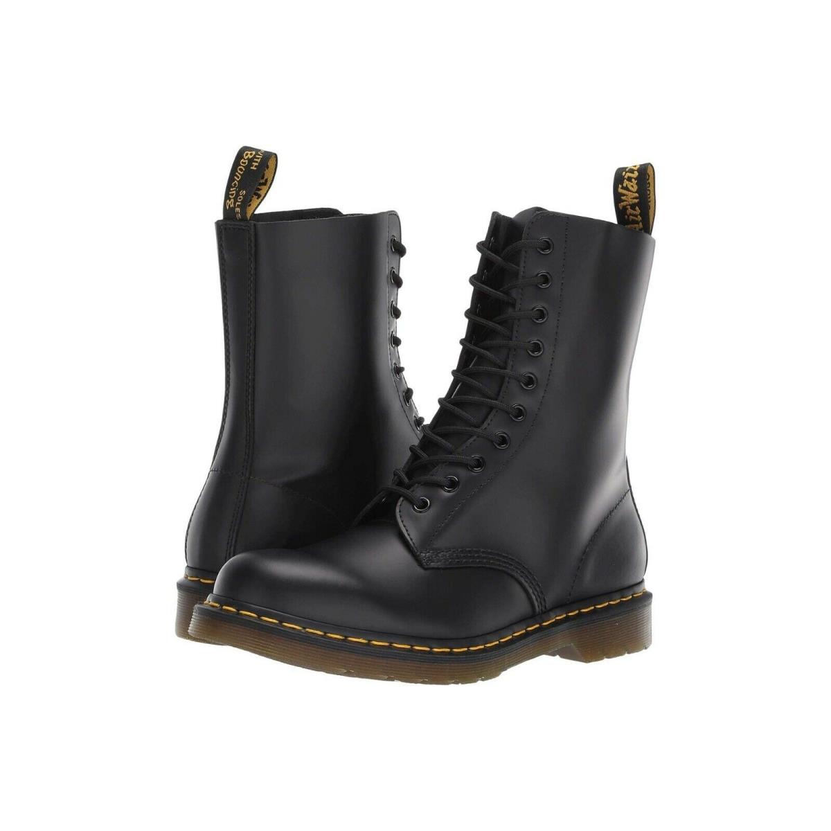 Women`s Shoes Dr. Martens 1490 Leather 10 Eye Boots 11857001 Black Smooth
