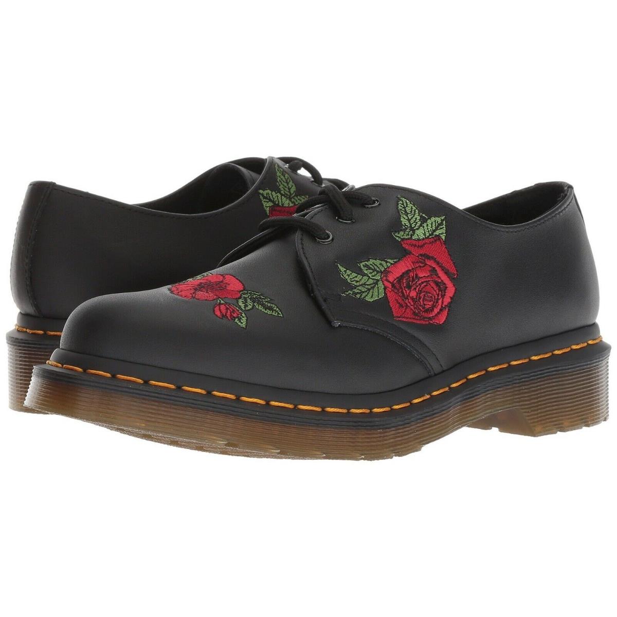 Women`s Shoes Dr. Martens 1461 Vonda 3 Eye Leather Floral Oxfords 24723001 Black