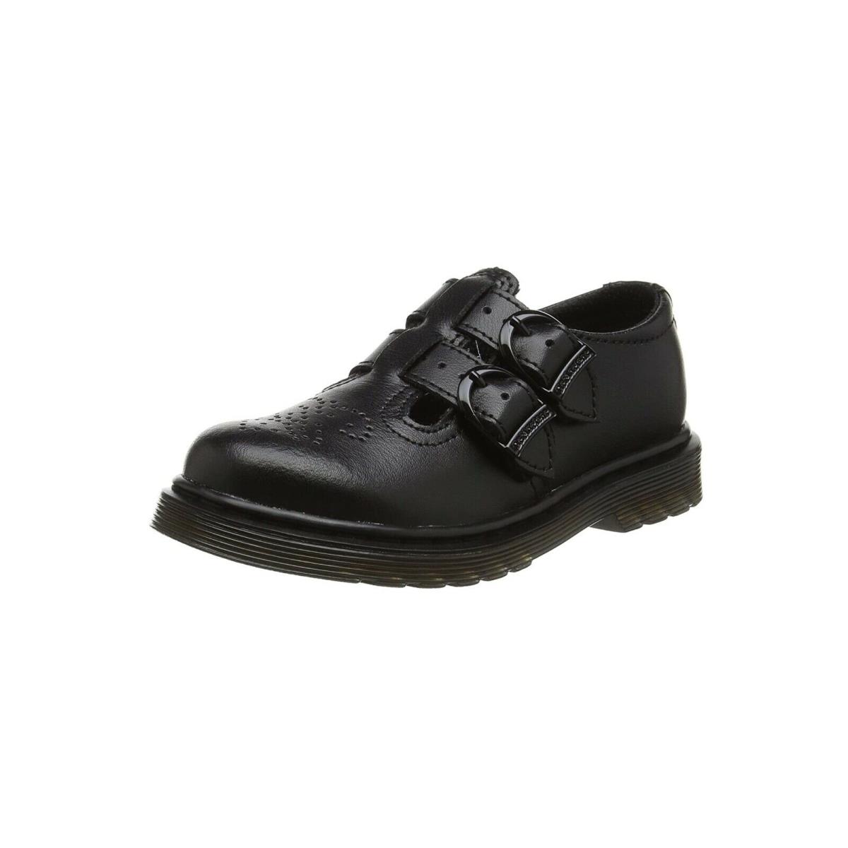 Dr Martens Mary Jane 2 Straps Black Leather Youths Women Shoes Size 6
