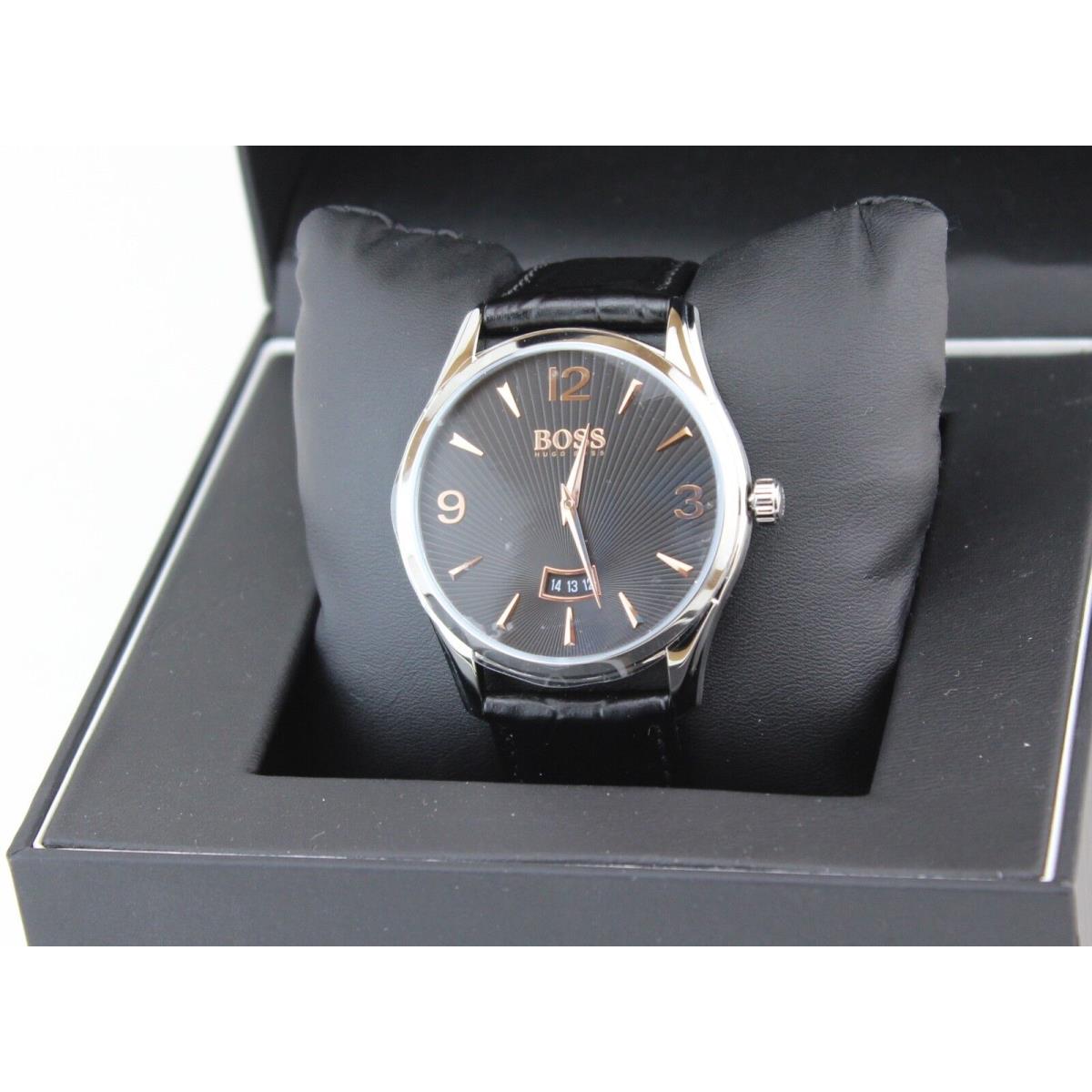 Hugo Boss Commander Black Leather Men`s 1513425 Watch