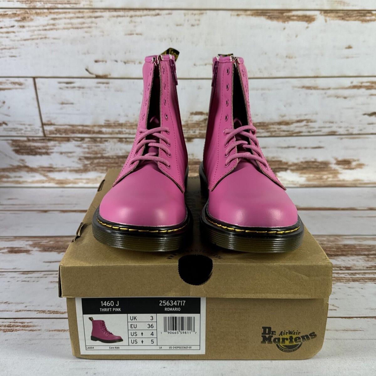 Dr. Martens Juniors Size 5 Thrift Pink Leather Combat Boots 1460 J