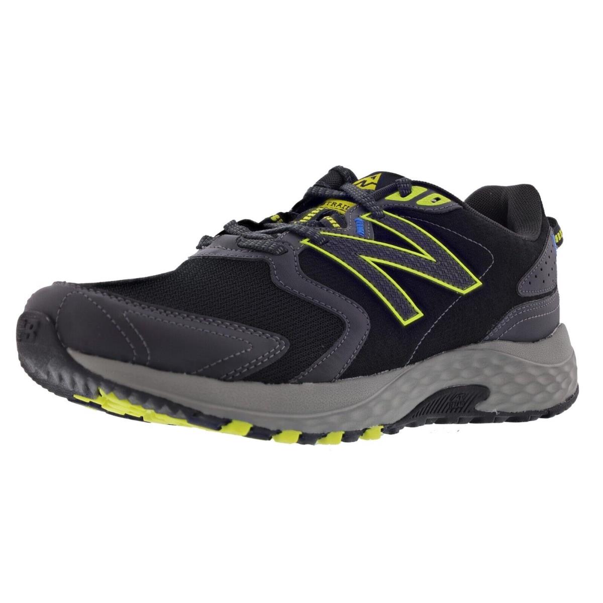 New Balance Men`s MT410 V7 4E Width All Terrain Trail Running Shoes BLACK / SULPHUR YELLOW