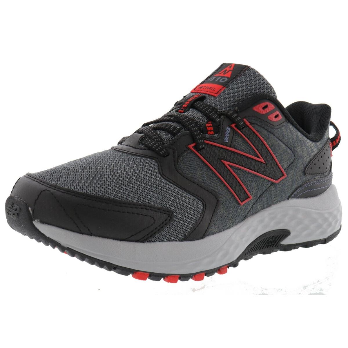 New Balance Men`s MT410 V7 4E Width All Terrain Trail Running Shoes LEAD / BLACK / RED / CYCLONE