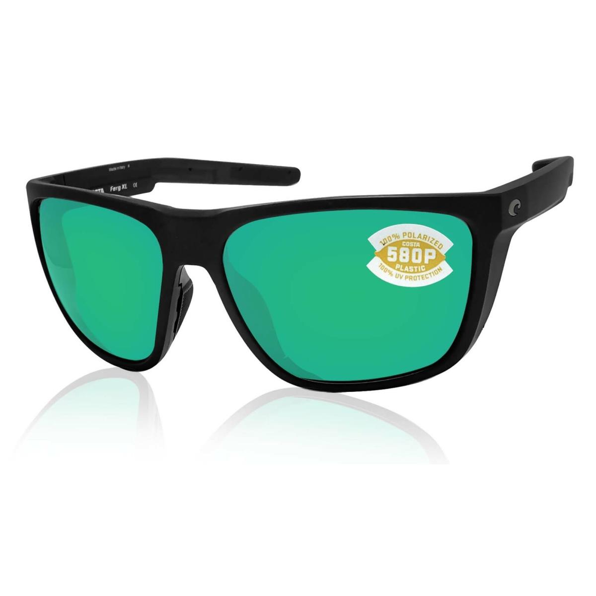 Costa Del Mar Sunglasses Ferg XL Black Green Mirror 580 Plastic Polarized Lens