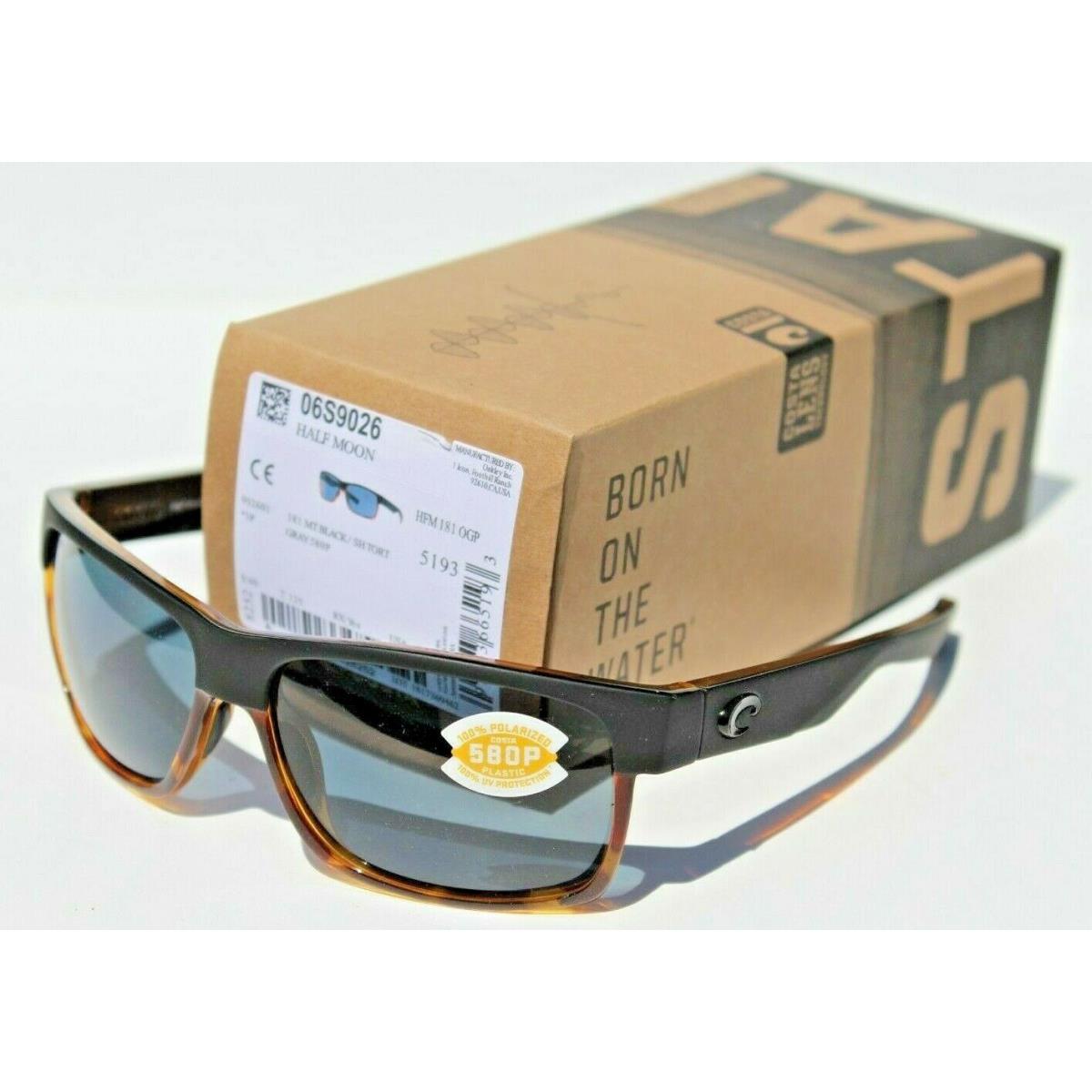 Costa Del Mar Half Moon 580P Polarized Sunglasses Matte Black Tortoise/gray