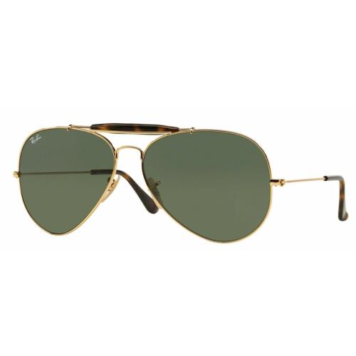 Ray-ban Outdoorsman II Green Lenses Gold Frame Unisex Sunglasses RB3029 181-62