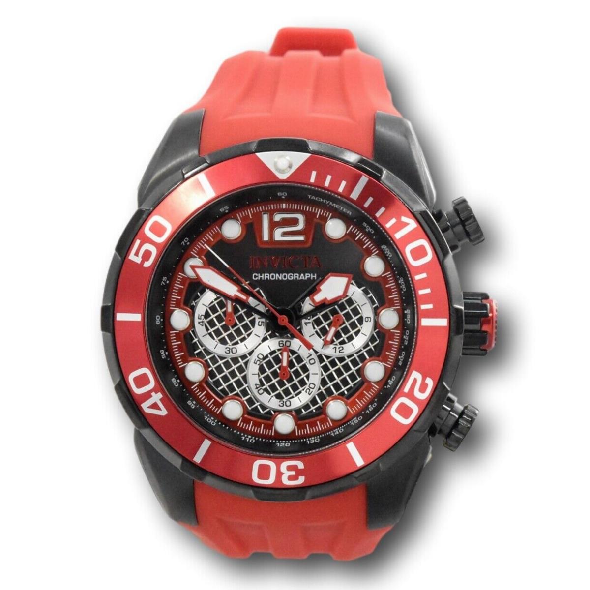 Invicta Pro Diver Men`s 50mm Twisted Metal Dial Red Chronograph Watch 33821