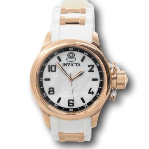 Invicta watch Russian Diver - Black Dial, White Band, Rose Gold Bezel