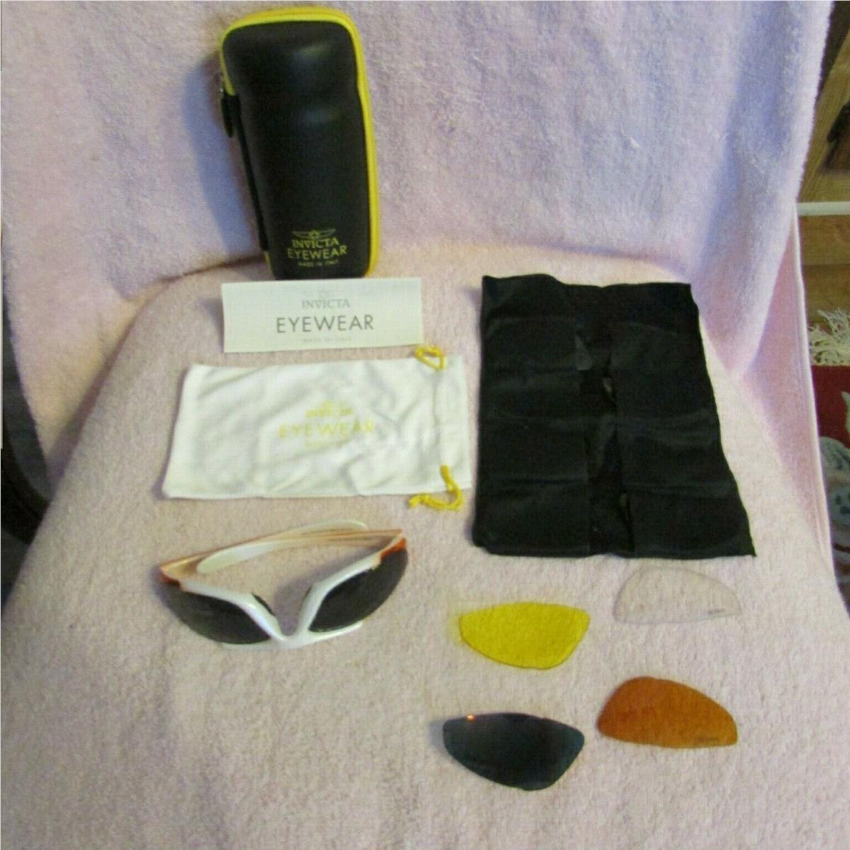 Invicta Eyewear Sport Gear Orange White Sunglasses W/4 Color Replacements 101