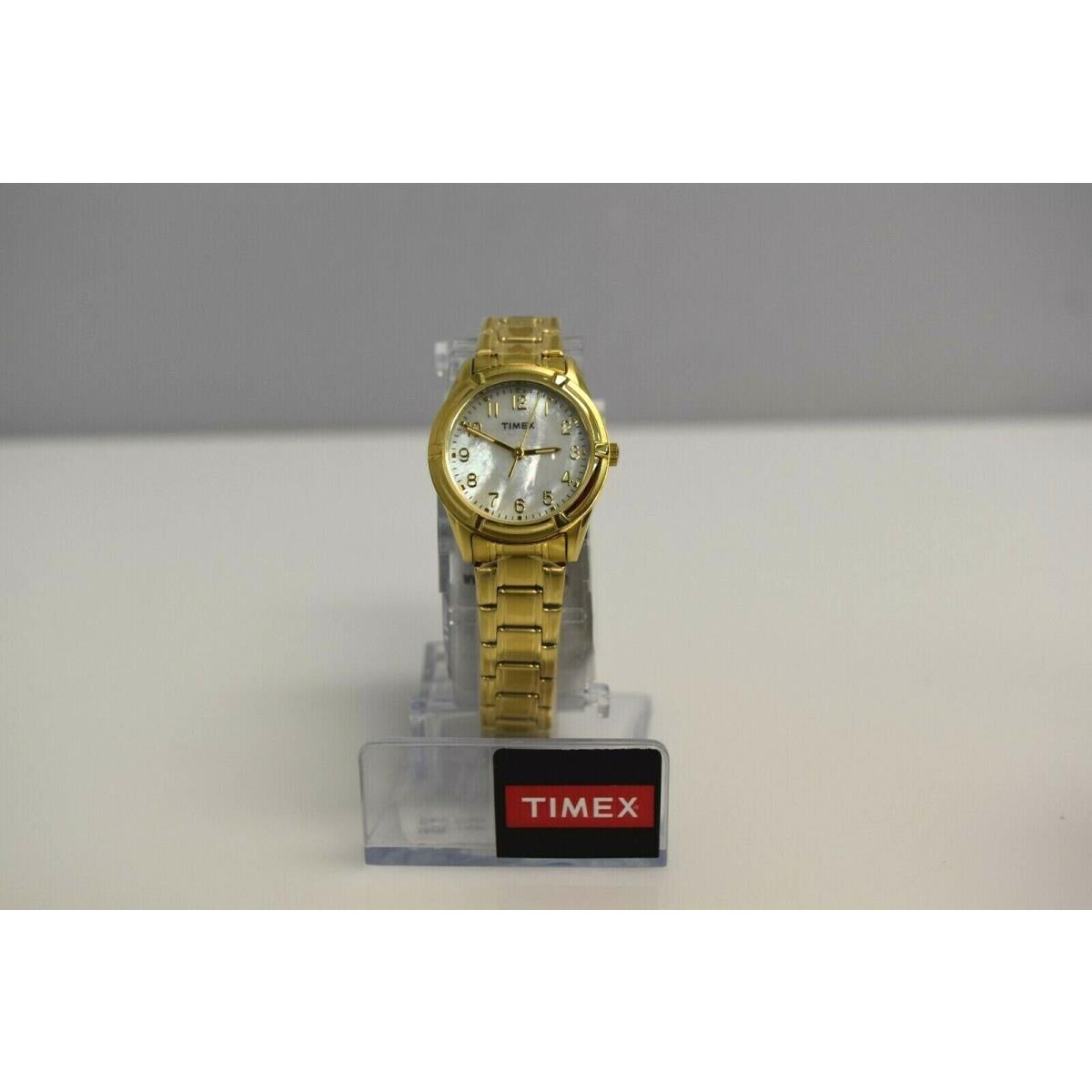 Timex Women`s Yellow Gold IP SS White Mop Dial TW2P783002K Watch