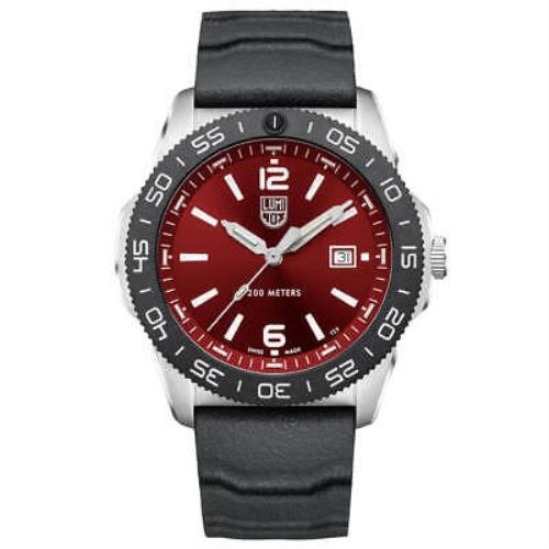 Luminox Sea Pacific Diver Men`s Watch Crimson Red Dial Black Rubber Strap 3135