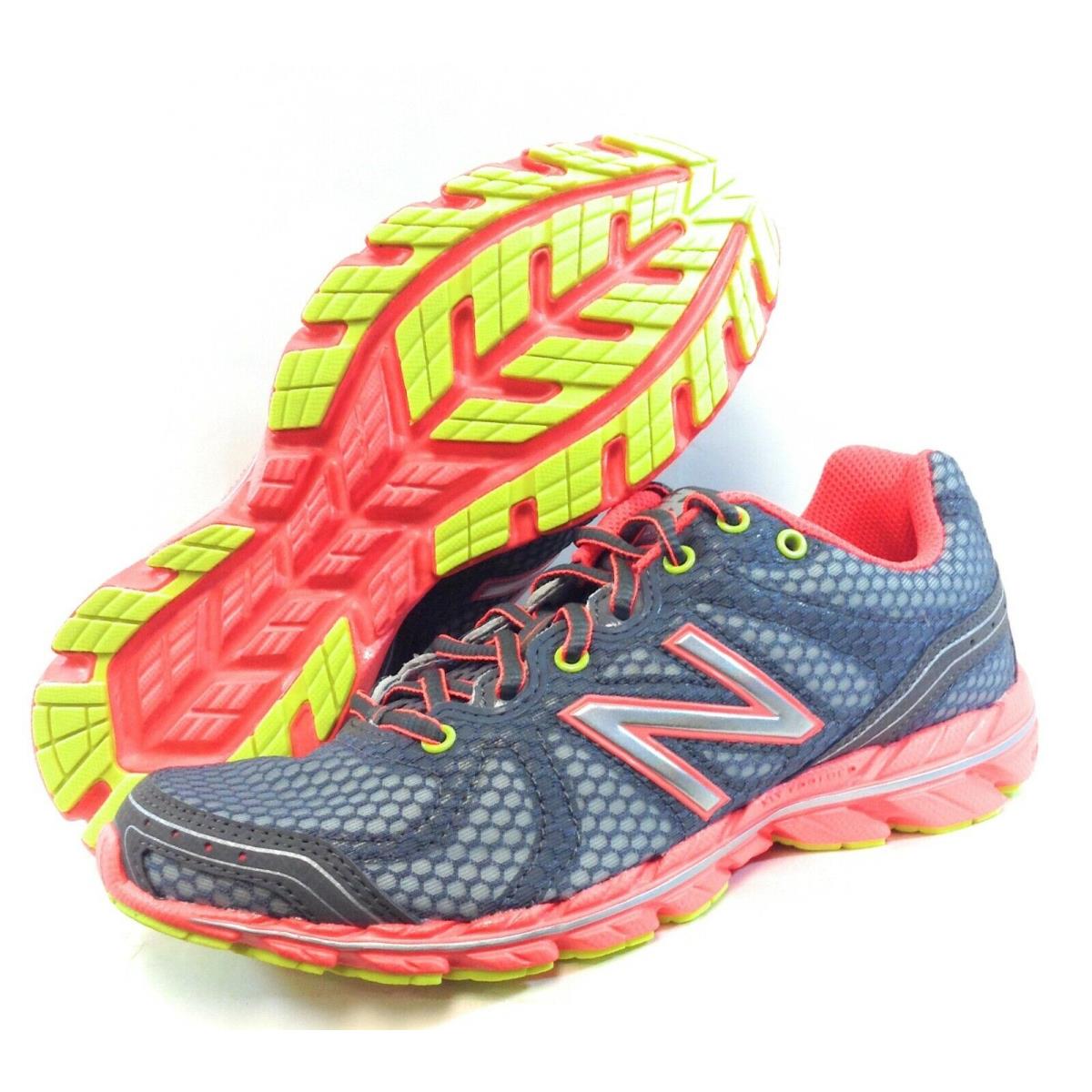 Womens New Balance 590 GS2 Grey Coral Yellow Running Sneakers Shoes