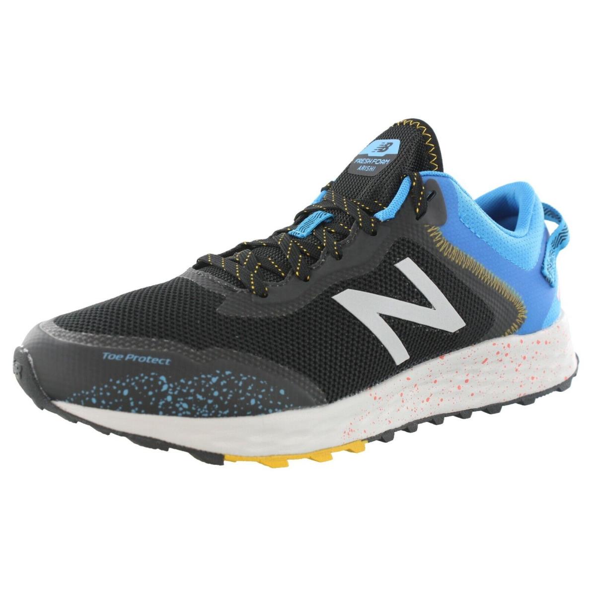 New Balance Men`s Fresh Foam Arishi Trail v1 4E Wide Width Running Shoes BLACK / VISION BLUE / GREY