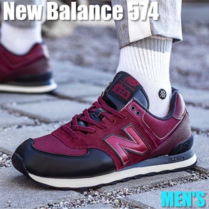 New Balance ML574LHB Men`s Classic Shoe Black Burgundy Iconic