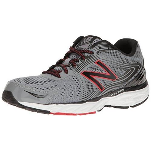 New Balance Men`s M680v4 Running Shoe New Steel/Black/Alpha Red