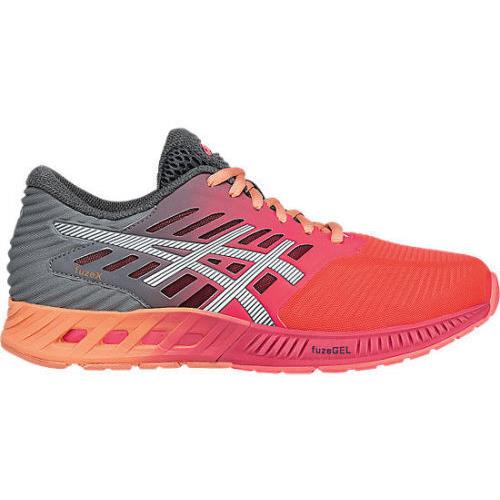 Asics Women`s Shoe Gray Coral Pink Orange Fuzex Running T689N-2001 Sz 6.5 8