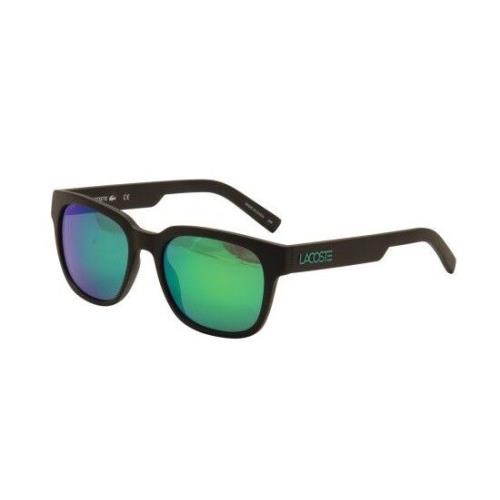 Lacoste L830 004 Matte Onyx Black Green Lenses Unisex Square Sunglasses 53mm - Frame: MATTE ONYX -BLACK, Lens: GREEN MIRRORED/GREY