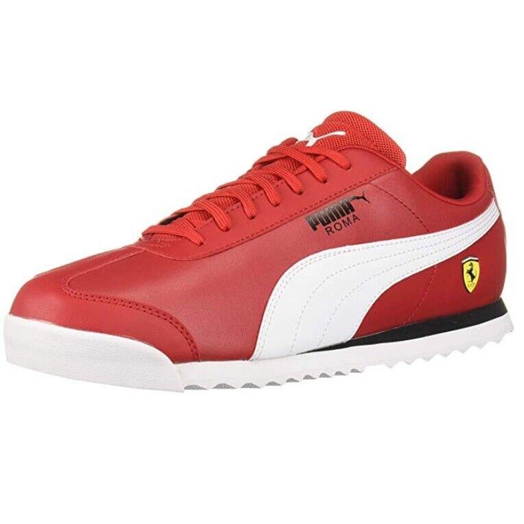 Puma Scuderia Ferrari Roma Red White Logo Leather Casual Sneakers Shoes