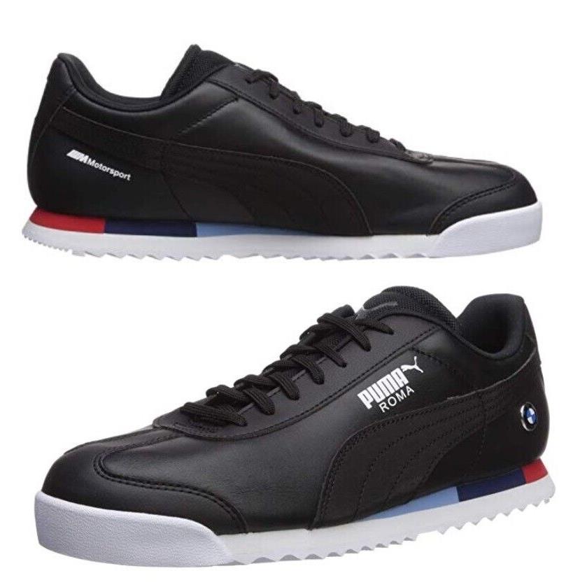 Puma M Motorsport Bmw Roma Black Logo Leather Casual Sneakers Shoes