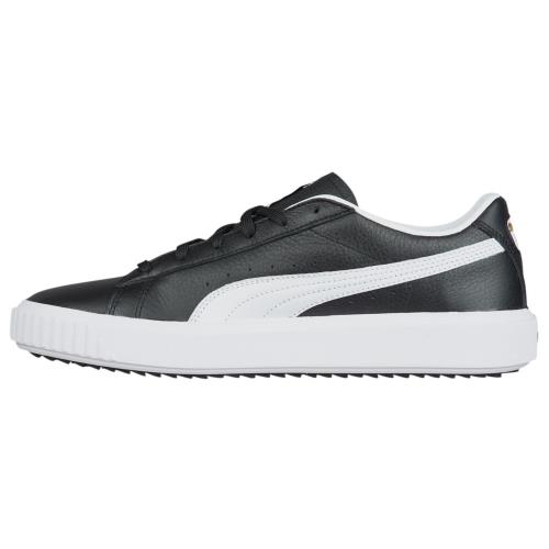 Puma Mens Shoes Breaker Black White Leather Casual Fashion Sneaker - Black