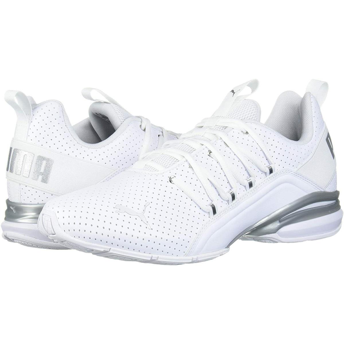 Men`s Shoes Puma Axelion Perf Athletic Training Sneakers 19355501 White / Silver - White