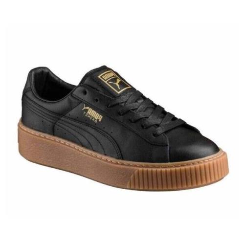 Women`s Shoe Puma Basket Platform Core Leather Sneaker 364040-02 Puma Black