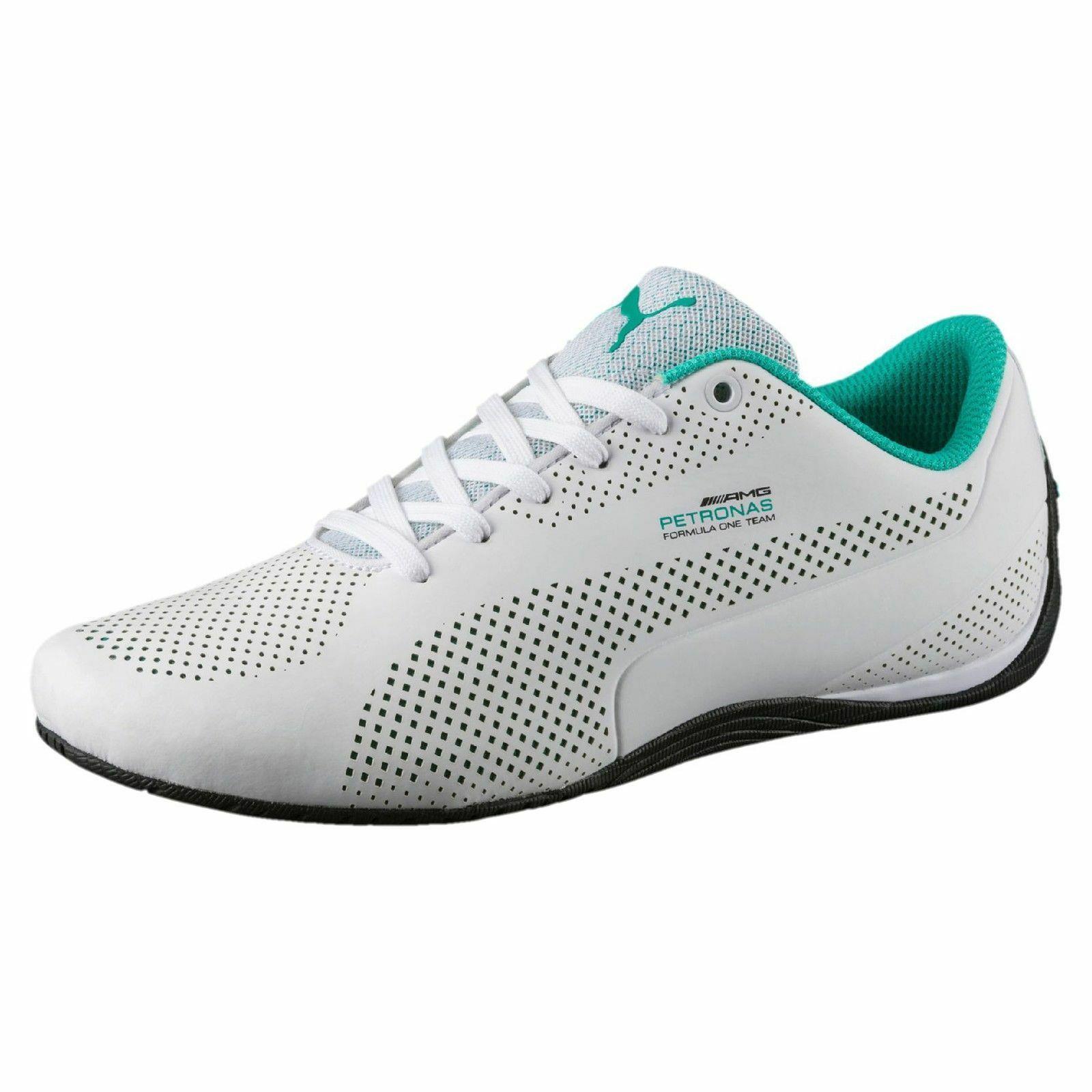 Mens Puma Mercedes Amg Cat 5 Ultra Leather Shoes White Teal Black 305978 01