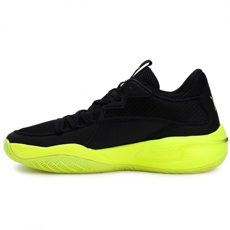 black and yellow puma trainers