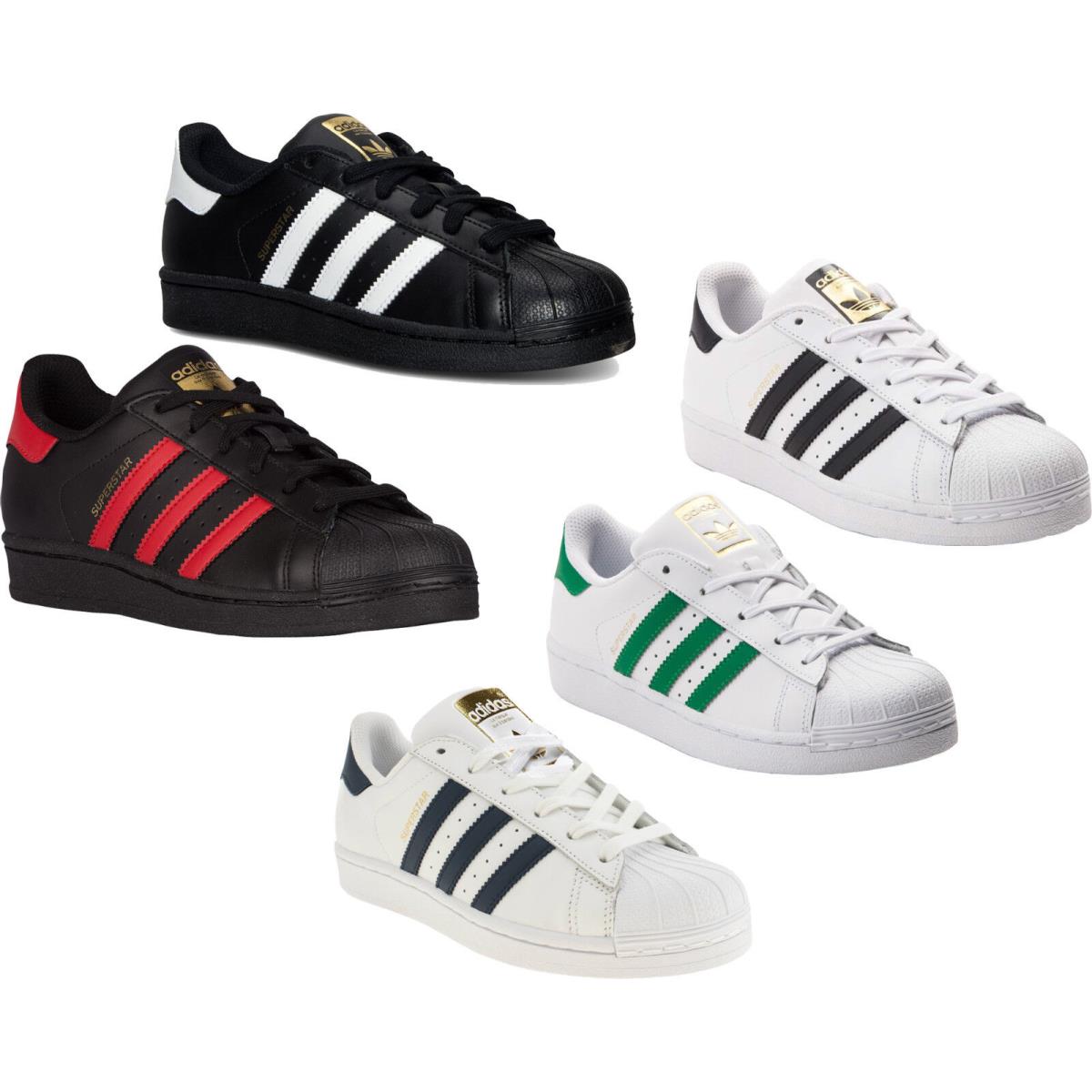 Adidas Originals Superstar J Shoes Kids Sneakers White Black - Black, White