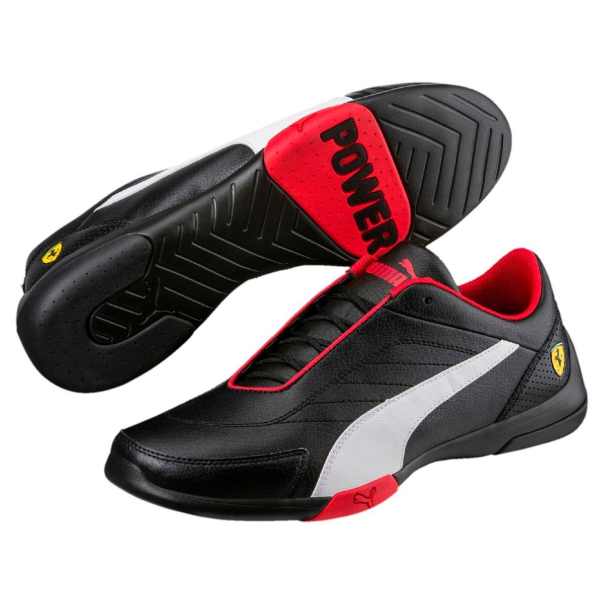 Mens Puma Ferrari Kart Cat Iii Sneakers Shoes Black White Red 306219-02