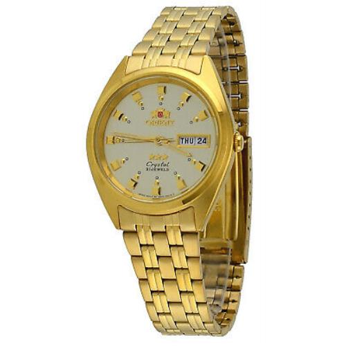 Orient FAB00001C Men`s Tri Star Standard Gold Tone Gold Dial Automatic Watch - Gold Dial, Gold Band