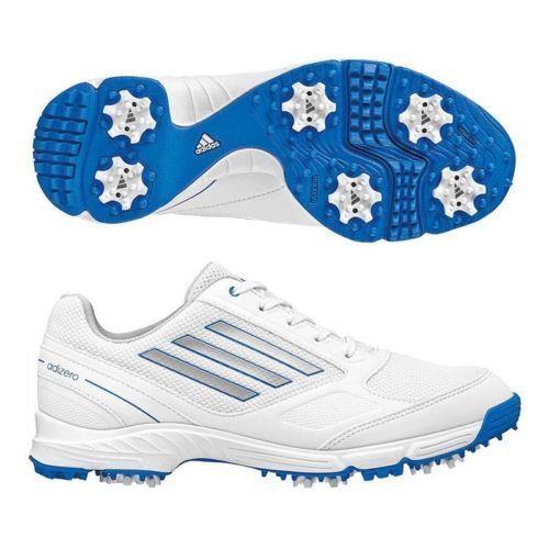 Adidas Jr. Adizero Sport White/blue Golf Shoes Youth Q47073 Sizes 4 5 - White with Blue trim