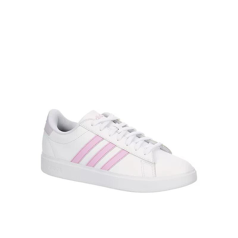 Adidas Essentials Grand Court Leather Women`s Fashion Shoes Sneakers Light Pink