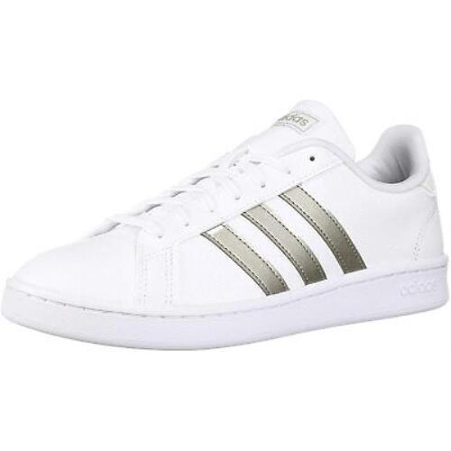 Adidas Women`s Grand Court Shoes White/Platino Metallic/White