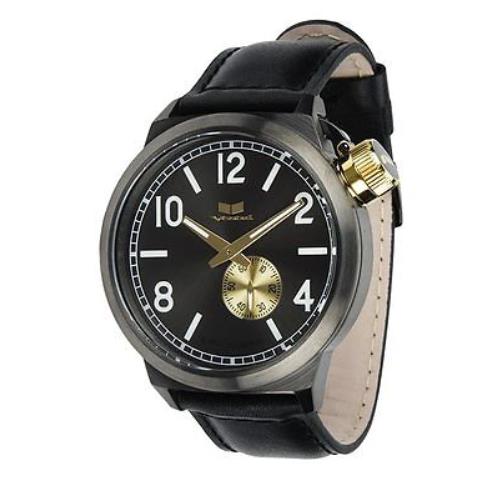 Vestal Canteen Watch CTN3L14 Black / Gunmetal / Gold w/ Black Leather B