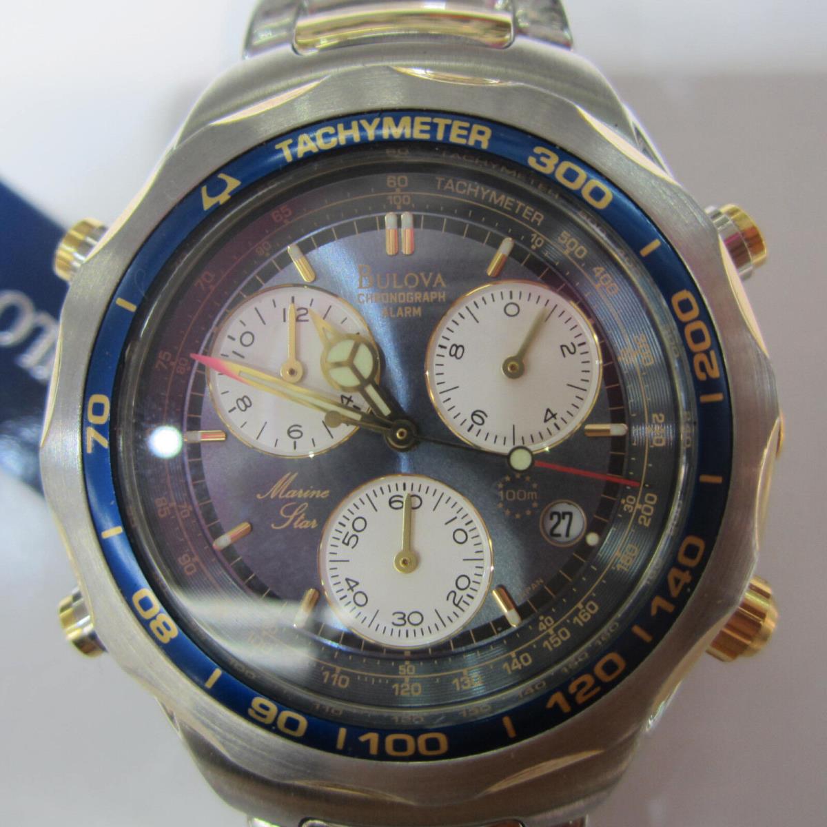 Bulova Marine Star Men`s Watch Chrono All S/s Two Tone Japan 70030