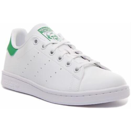 Adidas Junior Stan Smith Classic Tennis Shoes In White Green Size US 3 - 6 - WHITE GREEN