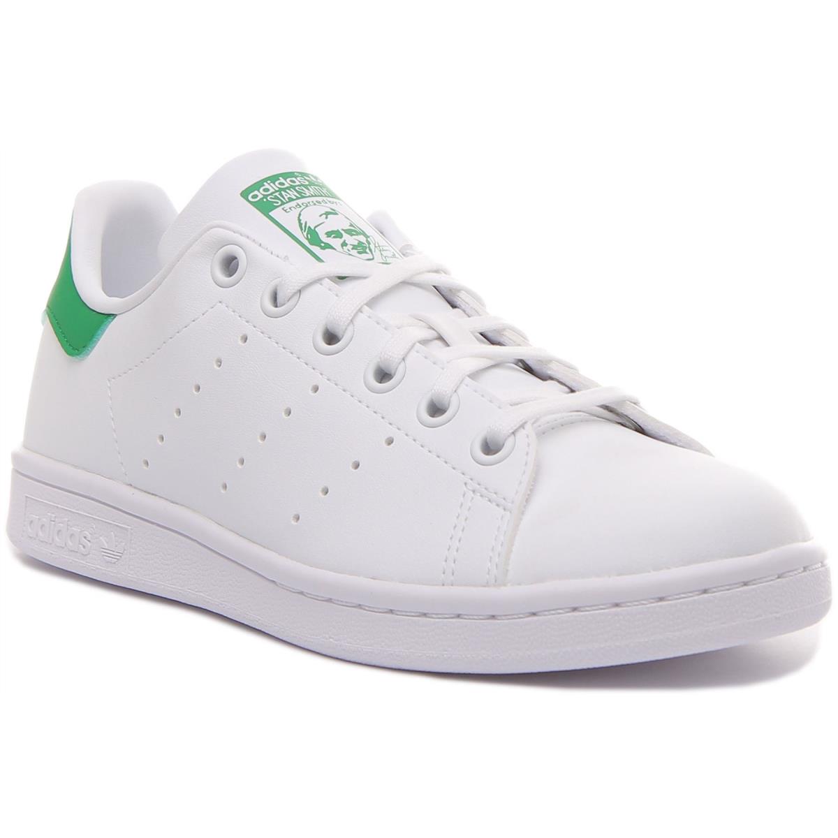 Adidas Stan Smith Junior Classic Tennis Shoe In White Green US Size 3 - 6 WHITE GREEN