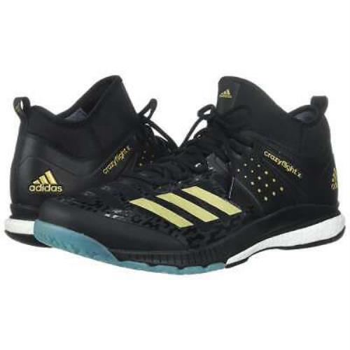 Men`s Adidas Crazyflight X Mid Volleyball Shoes Black Blue Gold Sneakers Black